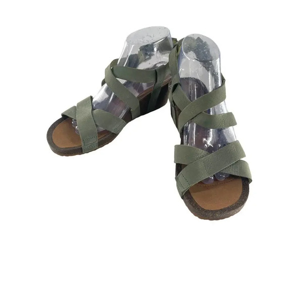 Teva Mahonia Cross Strap Comfortable Leather Wedge Sandals Green size US 9 EU 40 - Picture 10 of 16